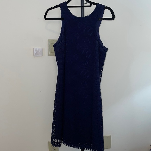 Lilly Pulitzer navy knit crochet cocktail dress - Picture 1 of 12